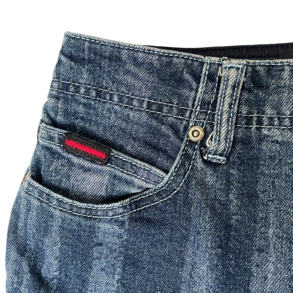 Fubu Women's Vintage Y2K Wide Straight Leg Medium Wash Stiped Jeans Size 12 - Picture 7 of 9